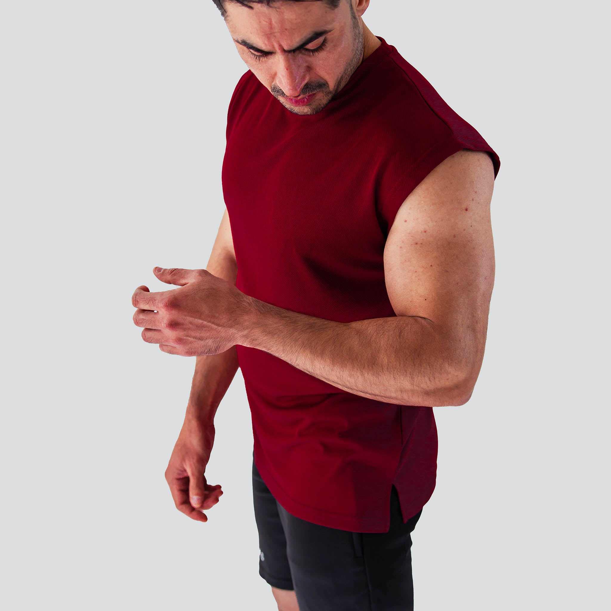 Mesh-Lite Dropshoulder Cutoff - Maroon