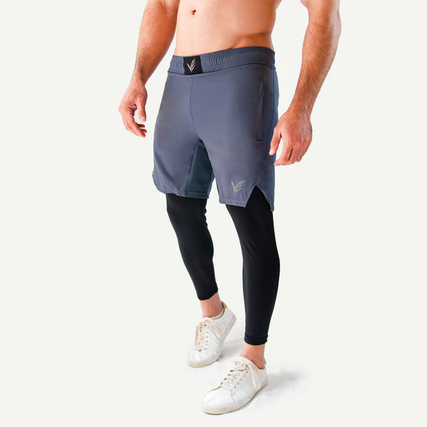 Train Lite 2 in 1 Legging Short Charcoal STOIC