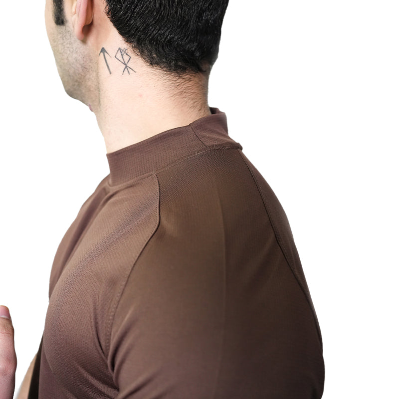 Mesh Lite 2.0 Mock Neck Training Short Sleeve - Taupe