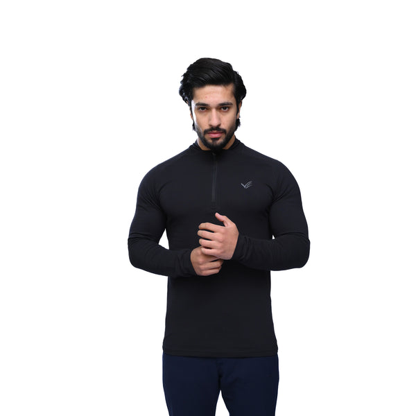 French Terry Quarter Zip - Black