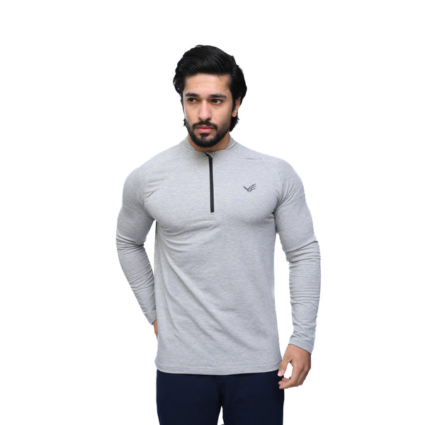 French Terry Quarter Zip- Heather Grey