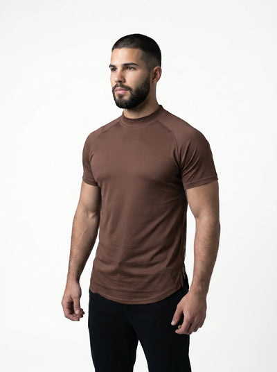 Mesh Lite 2.0 Mock Neck Training Short Sleeve - Taupe