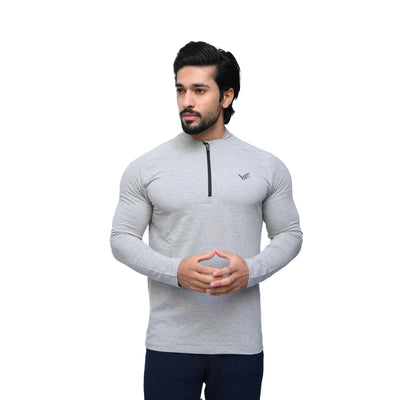 French Terry Quarter Zip- Heather Grey