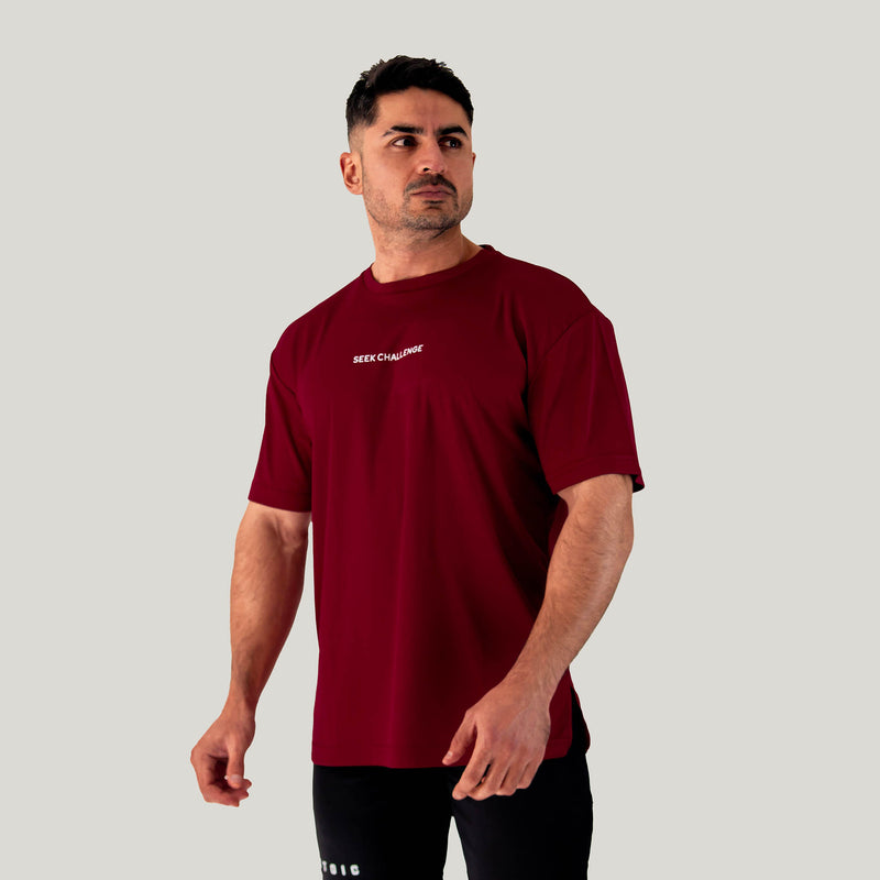 Mesh-Lite Oversized Tee - Maroon