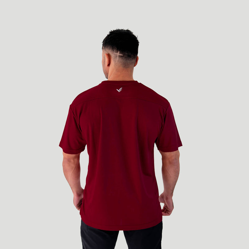 Mesh-Lite Oversized Tee - Maroon