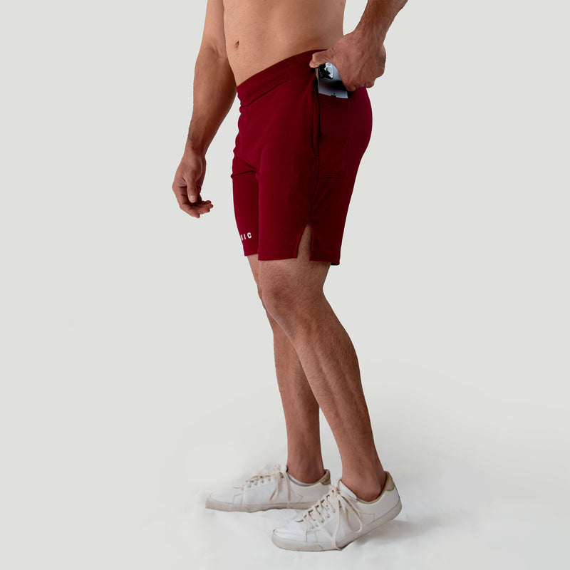 Mesh-Lite Utility Shorts - Maroon