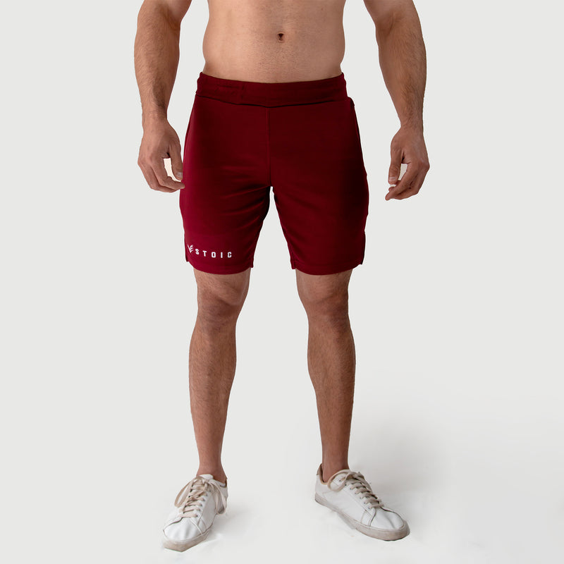 Mesh-Lite Utility Shorts - Maroon