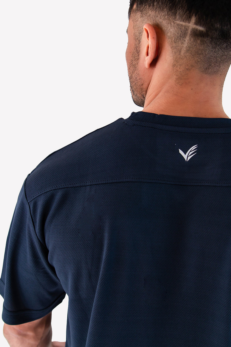 Mesh-Lite Oversized Tee - Navy