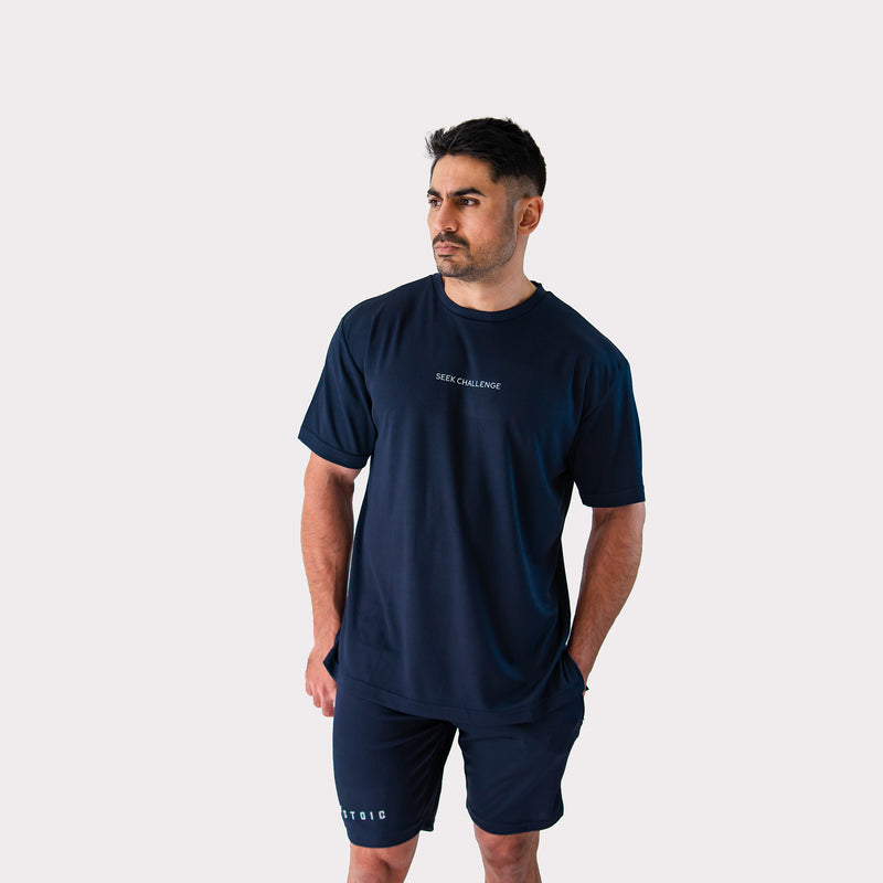 Mesh-Lite Oversized Tee - Navy