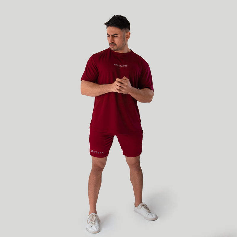 Mesh-Lite Oversized Tee - Maroon