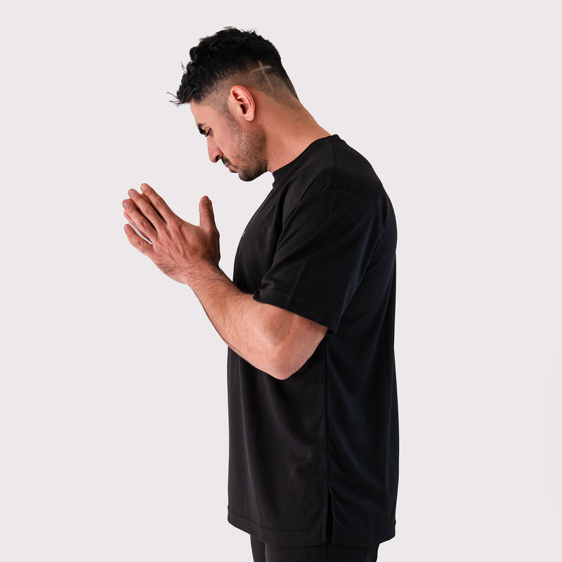 Mesh-Lite Oversized Tee - Black