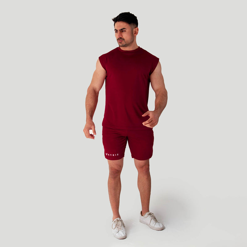 Mesh-Lite Dropshoulder Cutoff - Maroon