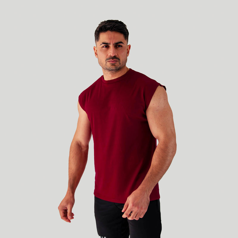 Mesh-Lite Dropshoulder Cutoff - Maroon